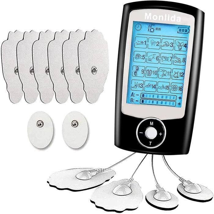Monlida Électrostimulateur Tens Anti-Douleur professionnel et Électrostimulation Musculaire 16 programmes de Massage,5