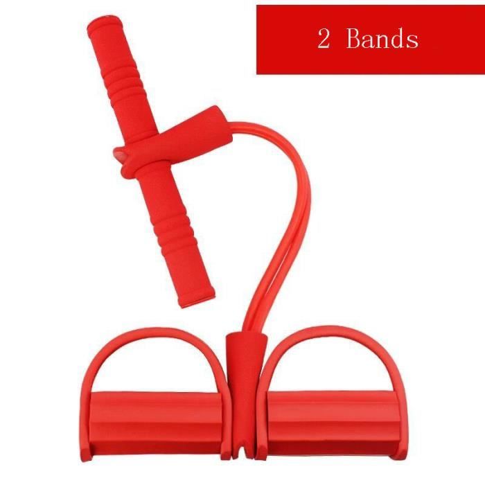 Corde de Tension multifonctionnelle, 2 Cordes de Traction Pédale élastique sport Bande de résistance fitness musculation yoga rouge