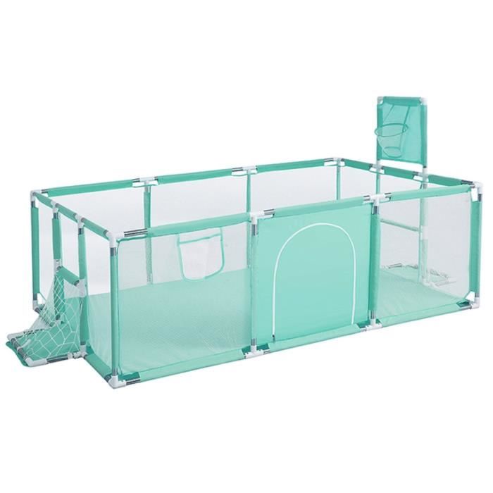 Parc Lit bébé XXL Vert Barrière de Sécurité Portail 124x188x66cm Aire de jeux pour les enfants à l'intérieur et extérieur - Vert