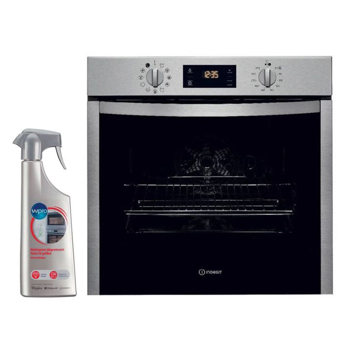 INDESIT Four, pyrolyse, inox, 71 L, chaleur pulsée, porte froide, Turn & Cook,