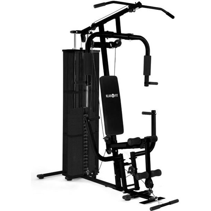 Banc de musculation complet - Klarfit - Appareil a Charge Guidee - Machine de Musculation multifonction - machine de sport - noir