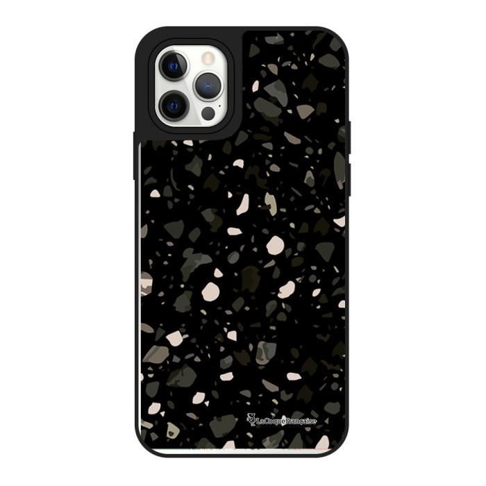Coque iPhone 12/12 Pro miroir Terrazzo Noir Design La Coque Francaise.