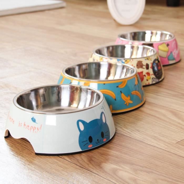 Pet chien bol chat chien sticker Double mélamine chien bol manger boisson bol, blanc, S