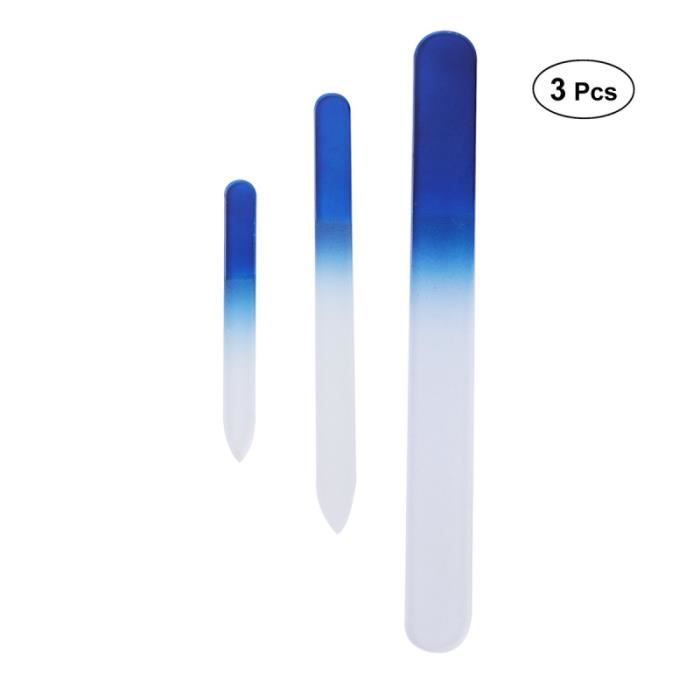 3 pièces lime à ongles en verre Transparent professionnel bleu limes à tampon vernis à OUTIL DE DECOUPE DE STICKERS POUR NAIL ART