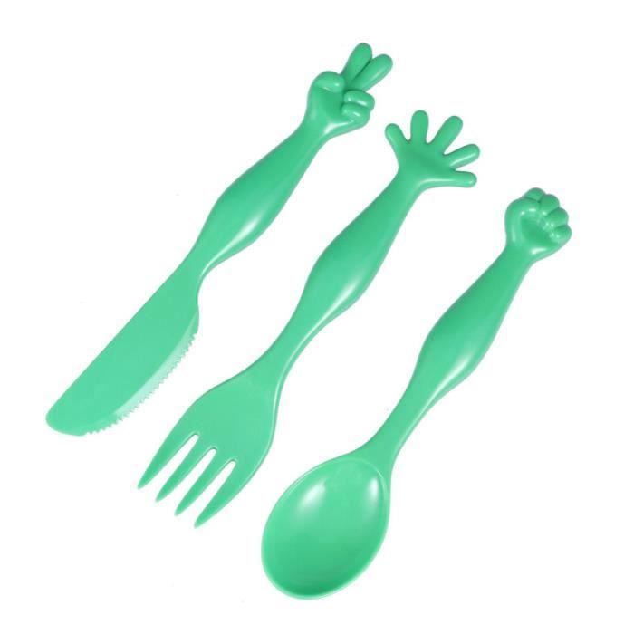 3 pièces apprentissage ustensiles de cuisine mélamine Portable dessin animé enfant ensemble de vaisselle ENSEMBLE - SET REPAS