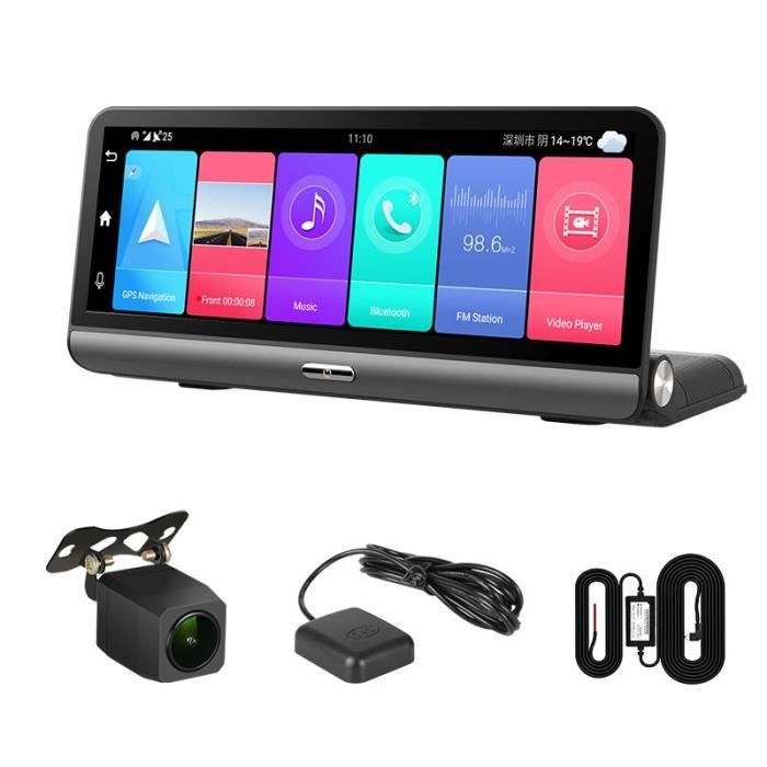 PRUMYA Caméra de Voiture Dashcam Navigateur GPS FM Radio 12V 8 pouces Appel mains libres Double lentille