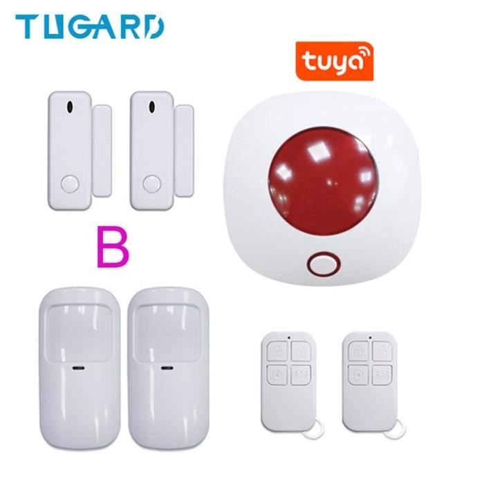 RUMOCOVO® Système d'alarme de sécurité domestique sans fil, sirène stroboscopique Tuya, avec télécommande, wi-fi version 7