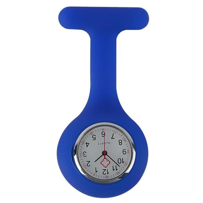 Montre à Gousset D'infirmière en Silicone avec Broche - Bleu Royal