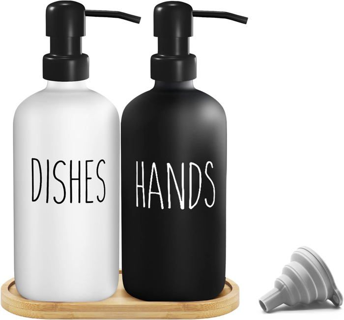 Distributeur De Savon Liquide Vaisselle 350ml Avec Porte-Éponge - Organisateur D'Évier Cuisine Et Salle De Bain