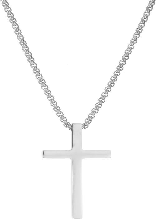 Collier Pendentif Croix Pour Homme - Chaîne Et Croix En Acier Inoxydable - Cadeau élégant - Neuf Avec étiquettes