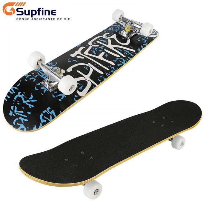 Skateboard Supfine – 79,5 Cm, Érable, Camion Aluminium, Roues PU Silencieuses, Charge 250 Kg – Débutant