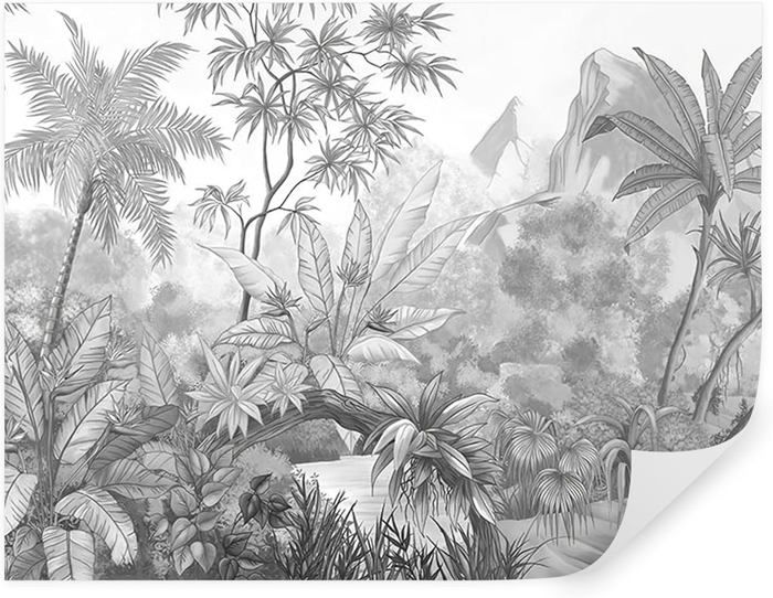 Papier Peint Panoramique Elégant Tropiques 350x256 cm Jungle style en ...