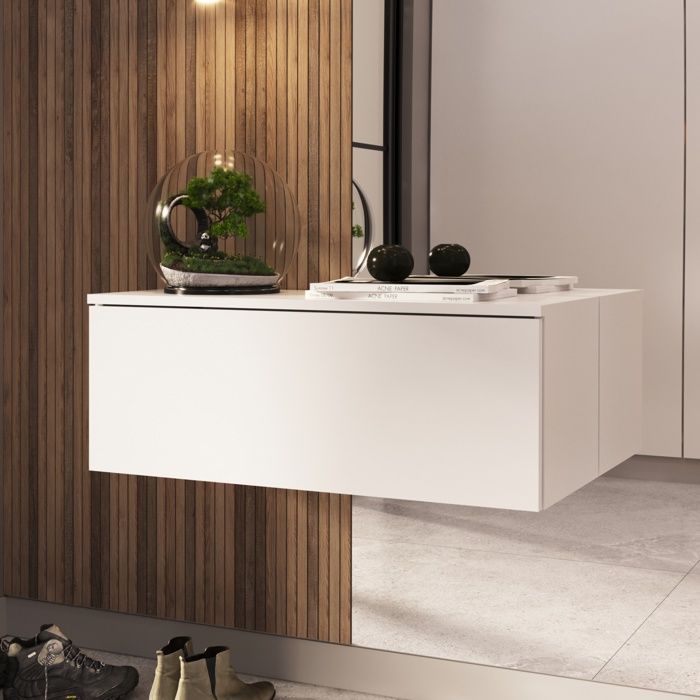 Meuble TV / Meuble de salon - NICOLE - 80 cm - blanc - style moderne