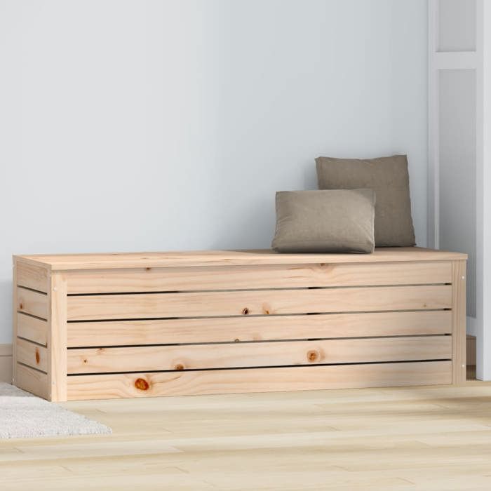 Bon plan Coffre meuble de jardin rangement/Meuble de Rangement - JILI HOT - Boîte de rangement 109x365x33cm - Bois massif de pin