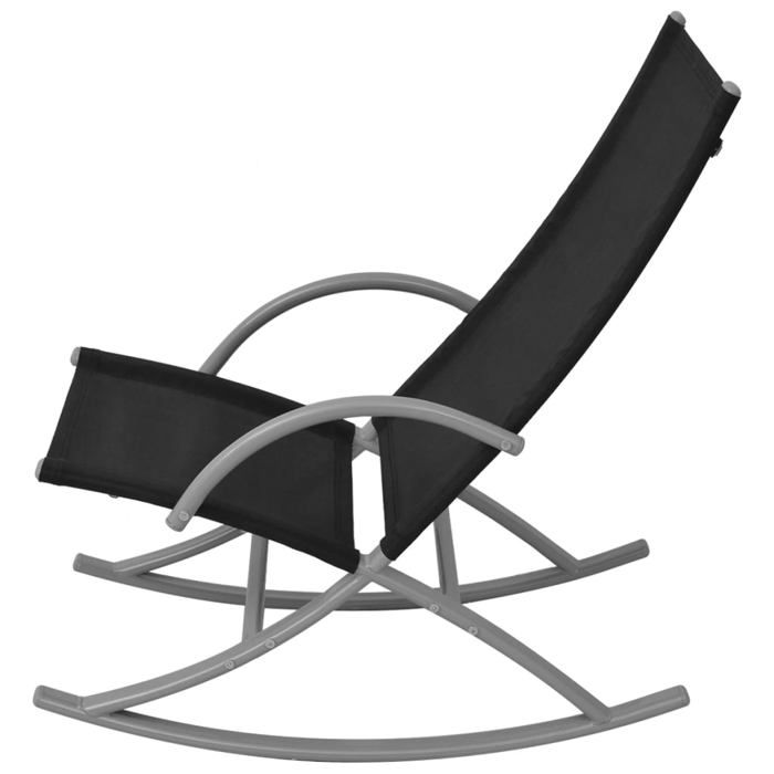 SWEETY Chaises à bascule de jardin lot de 2 Acier et textilène Noir - anticorrosion - 12.95kg CJ1121