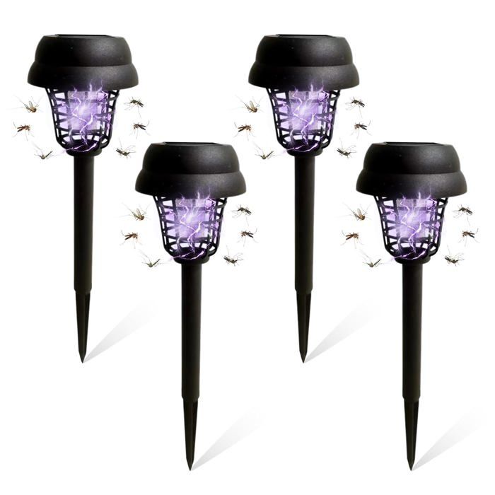 Lot de 4 lampes solaires anti-moustiques lampe anti-moustiques dextérieur adaptée à la maison au jardin à la cour au camping