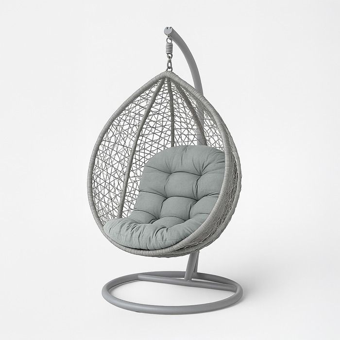 Coussin pour fauteuil suspendu extérieur - HOMESCAPES - Coussin de rechange pour fauteuil œuf - Intérieur et extérieur - Gris Coussin pour fauteuil suspendu extérieur - HOMESCAPES - Coussin de rechange pour fauteuil œuf - Intérieur et extérieur - Gris