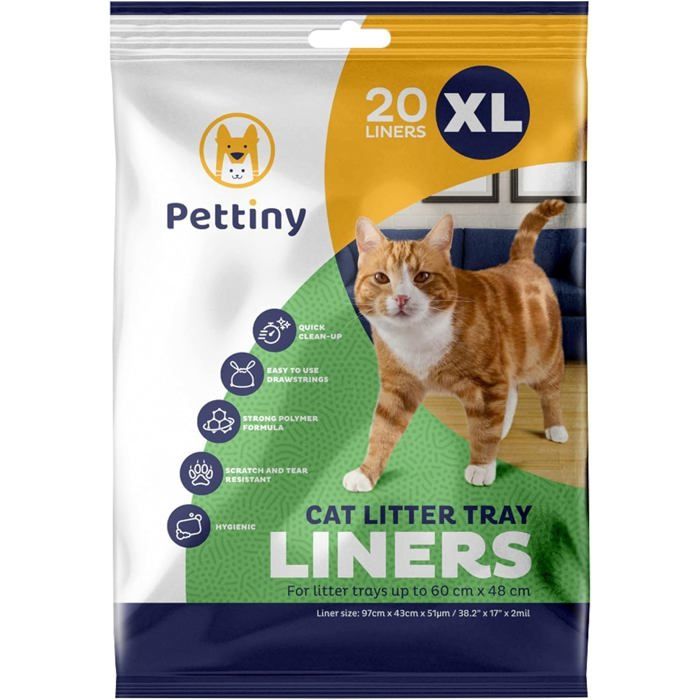 Comparer les prix de 20 Sacs Xl À Litière Pour Chat Avec Cordons De Serrage Doublures Résistantes Aux Griffures Pour Bac À Litière De Grande Taille
