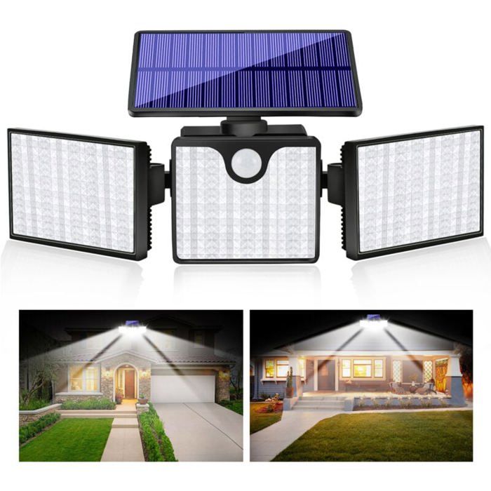 Lampe Solaire Extérieur 266 LED Lumière Solaire Extérieure Détecteur de MouvementLampe Solaire IP65 Eclairage Exterieur Solaire