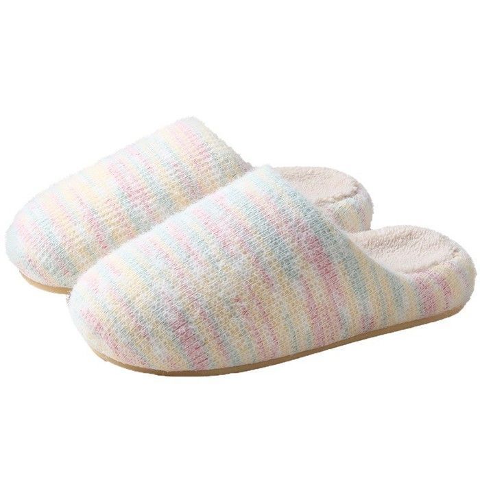 VITATA Chaussons femme d'intérieur Pantoufles chaudes rayées