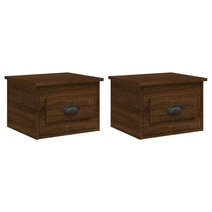 JILLS - Ensemble de 2 armoires de chevet Tables de chevet murales Lot de 2 - Chêne marron 41 5x36x28cm OCT44148307