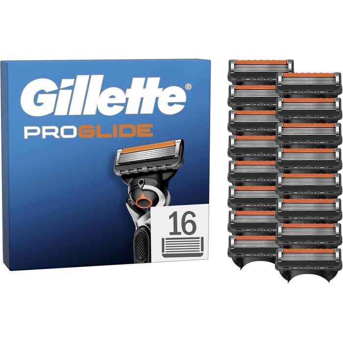 Recharges de rasoir - GILLETTE - Proglide - 5 lames - Lot de 16 - Bande lubrifiante x2