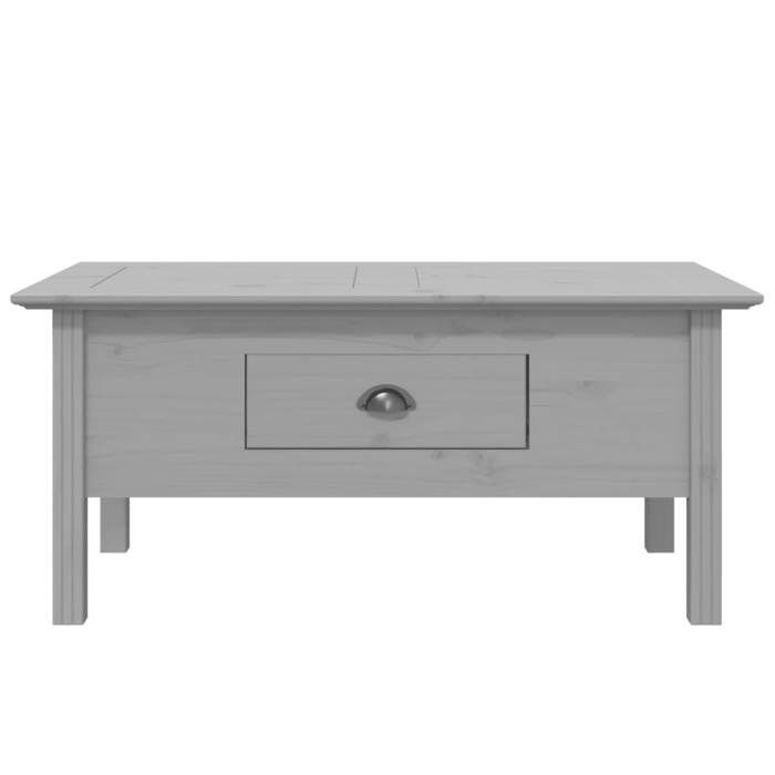 Table basse rectangulaire contemporaine - vidaxl - BODO - 100x55x46 cm - Bois de pin massif - Gris - 1 tiroir