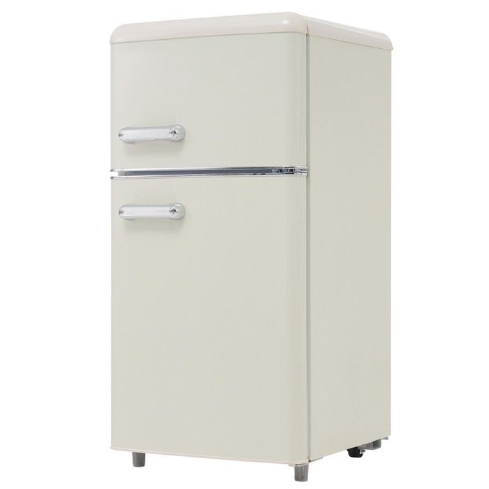 Réfrigérateur Classique Rétro 93L Double Porte 72L Froid 21L Congélateur LED Classe E Blanc 120 kWh an