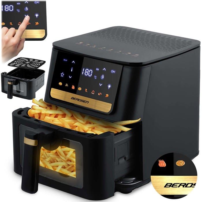 Friteuse sans huile - BERDSEN - Air fryer BD-655 - 65 l - 1700 W - Écran tactile - 8 programmes automatiques - Noir - Berdsen
