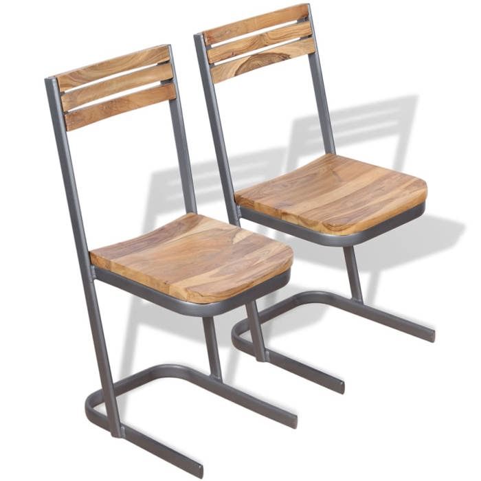 Magnifique Chaises à manger Scandinave Chaise de salonlot de 2 bois de teck massif 33x39x75cm CL9199785