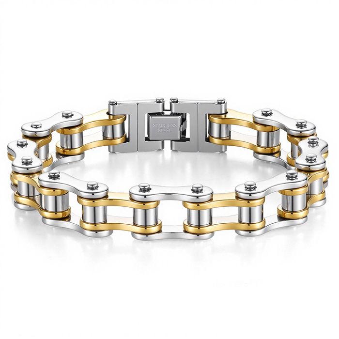 XJYDNCG Bracelet Homme en Acier Inoxydable Style Moto Rock 22 5cm x 1 2cm - XDV005