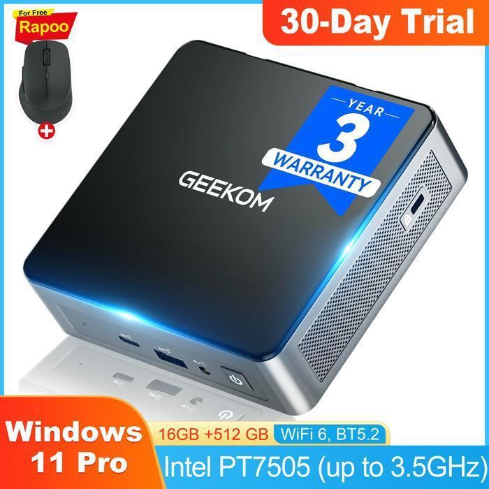 Mini PC GEEKOM Air12 Intel Pentium Gold 7505 SSD Intel UHD Windows 11 - vue 2