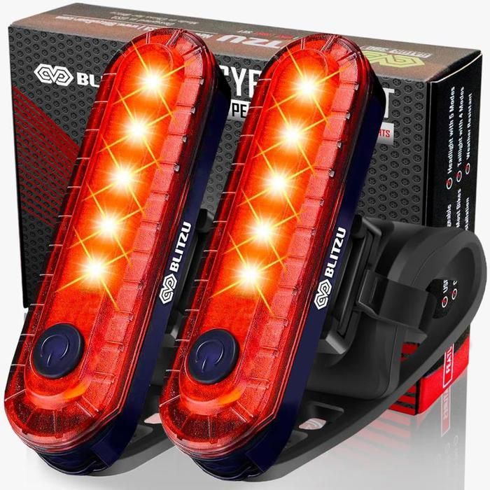 Lot de 2 feux arrière de vélo rechargeables Cyborg 120T feu arrière LED rouge vif étanches avec réflecteurs de sécurité