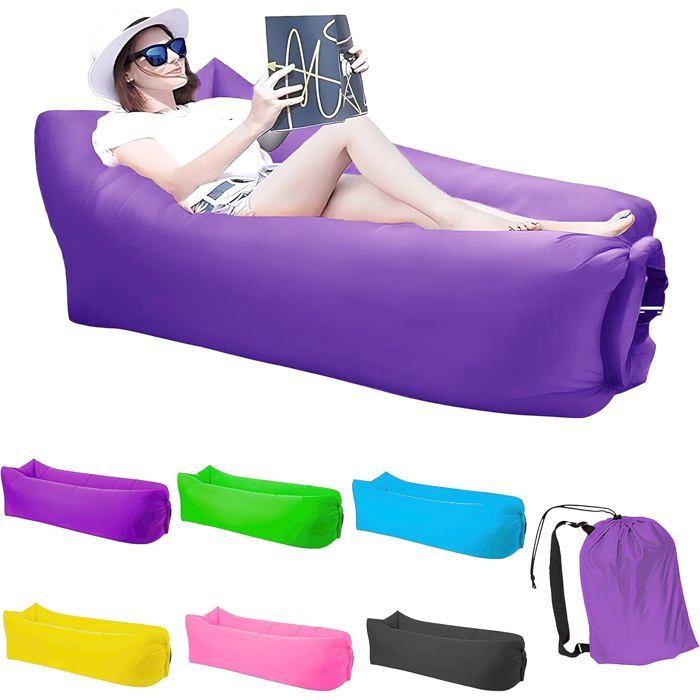 Chaise longue gonflable - PZCC - 200x70 - Polyester 190T - Étanche anti-fuite - Support 3 adultes (450 lb)