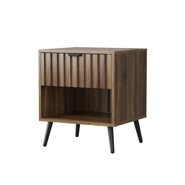 Table De Chevet Moderne Noyer 45x40x53cm Avec Tiroir Meuble Multi-usage Pour Chambre Couloir Salon Et Chambre Denfant