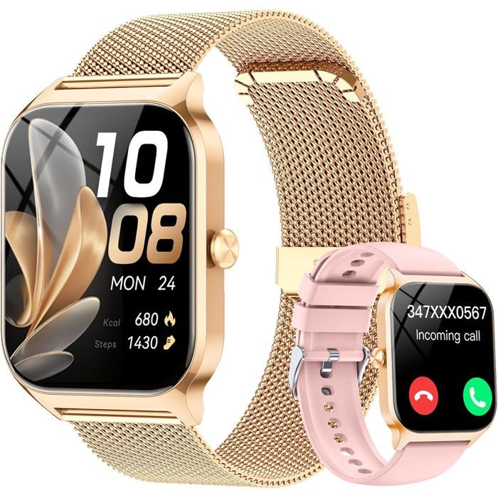Montre Connectée Femme Avec Appel Bluetooth 1.85 Hd Smartwatch Femme Avec Fréquence Cardiaque/Sommeil/Spo2 120+ Modes Spor[WW377]