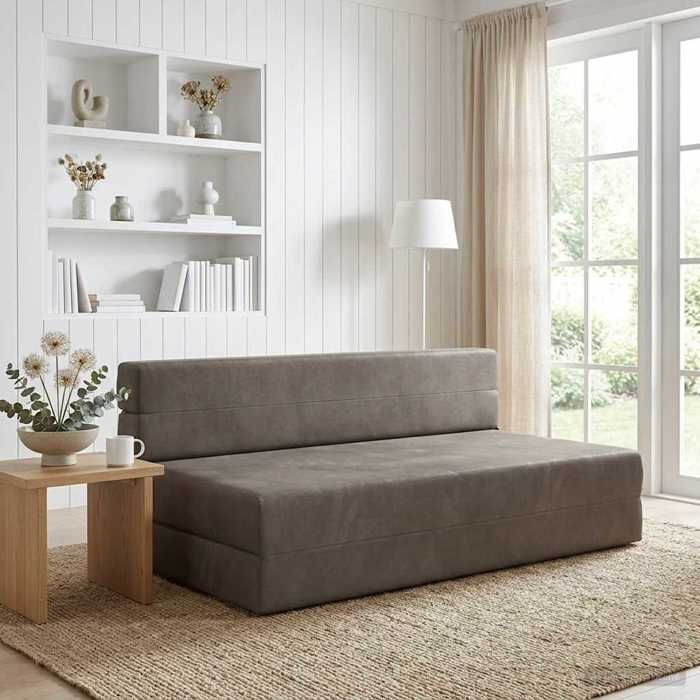 Canapé convertible - Canapé-lit - COCO - SOFA intérieure - tissu - gris clair - 152 x 86 5 x 60 cm - fermeture zippée 335697
