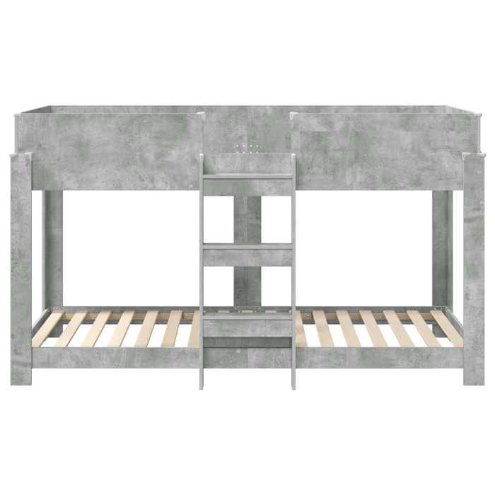 Lit Superposé pour Enfants avec matelas Gris béton 100 x 200 cm_2 ans garantie_52639