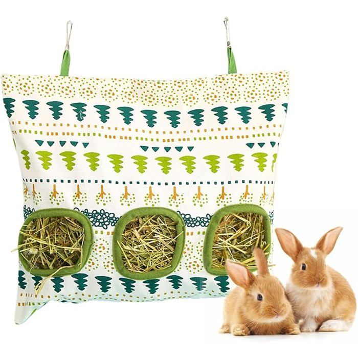 1 pcs Sac Foin Suspendu Boîte Foin pour Lapins ratelier Sac pour Petits Animaux Grande capacité adapté Une Vert SAC A FOIN