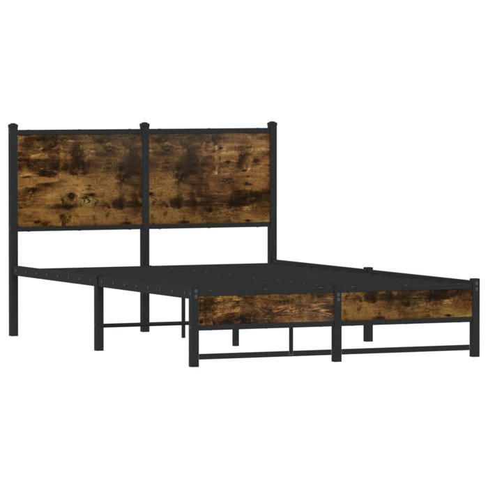 Meuble de chambre - HAOSHOP - Structure de lit - en métal sans matelas - chêne fumé 120x200 cm（30346)