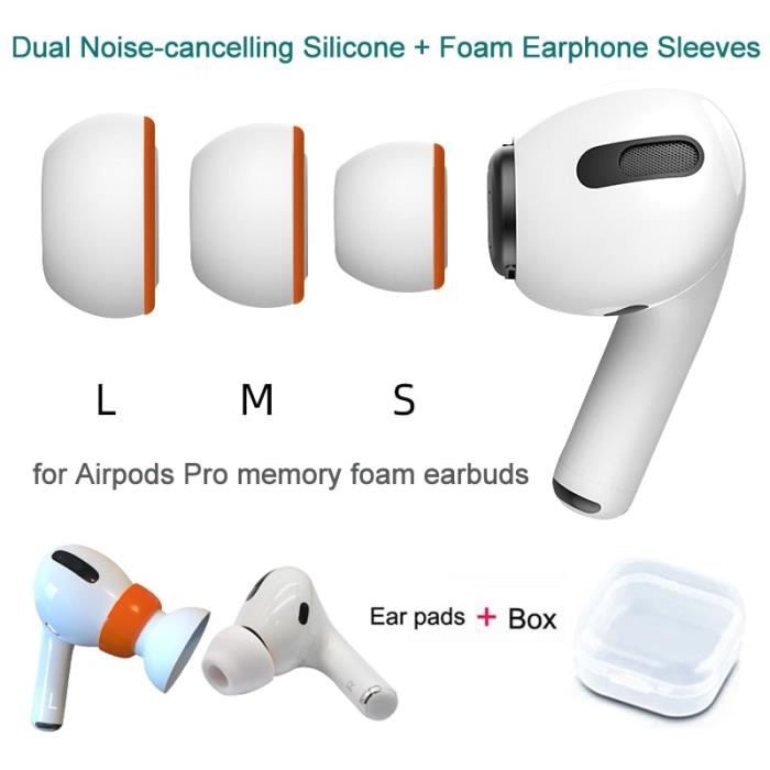 Lot De 4 Paires D'embouts Oreilles En Silicone Pour AirPods Pro 1ère Et 2ème Génération - Taille S/M/L/XL Incluses, Avec étui Portable, Blanc.