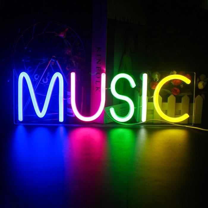 5W - Musique - lumière néon pour enregistrement de musique, Logo