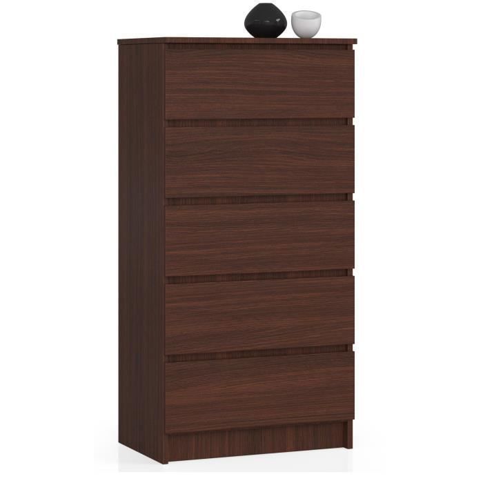 Commode AKORD K60 Wengé 60 cm 5 tiroirs façade Wengé 60x40x121 cm