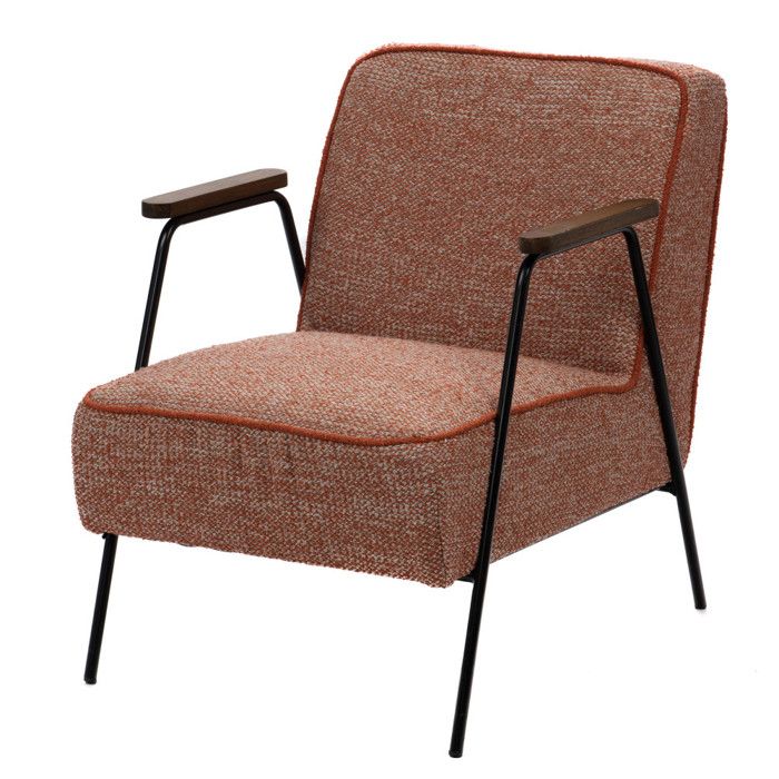 Fauteuil en tissu chiné orange Huggy - Amadeus Fauteuil en tissu chiné orange Huggy - Amadeus