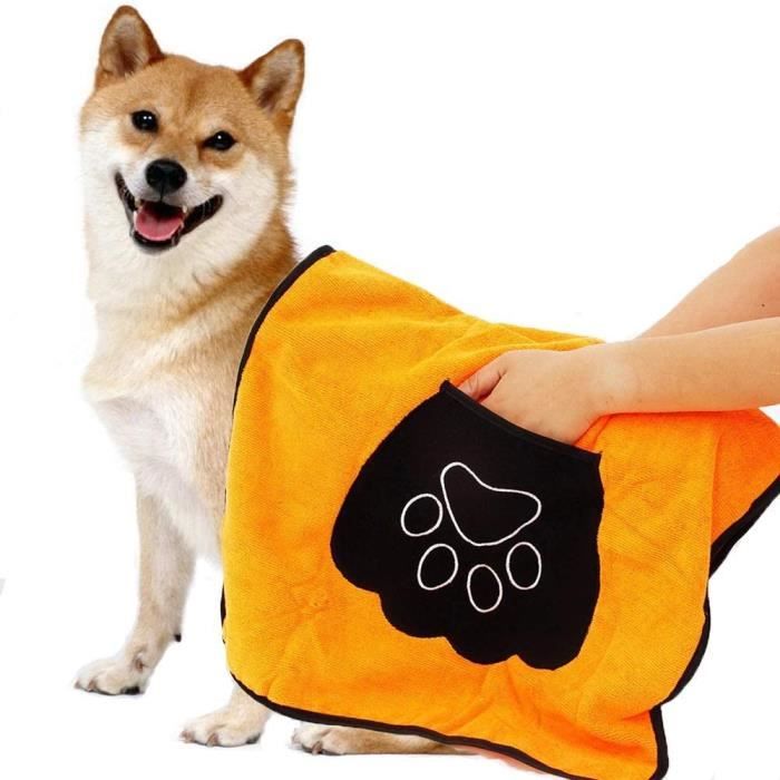 Serviette pour Chien - AMOUNE - Microfibre - 85x50cm - Poche Pratique - Lavable en Machine