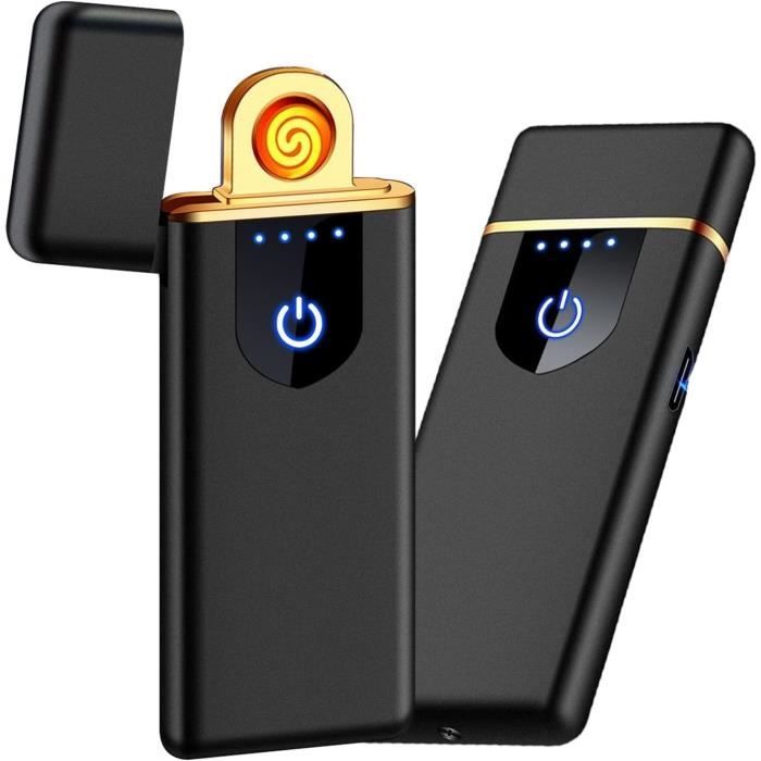 Briquet électronique Rechargeable USB - Sans Flamme, Coupe-vent, Plasma Double Arc, Idéal Cadeau Homme
