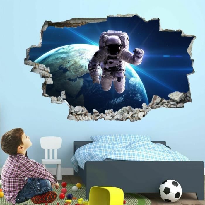 Wondever Stickers Muraux Espace Planète Fusée - Décoration Chambre Enfant