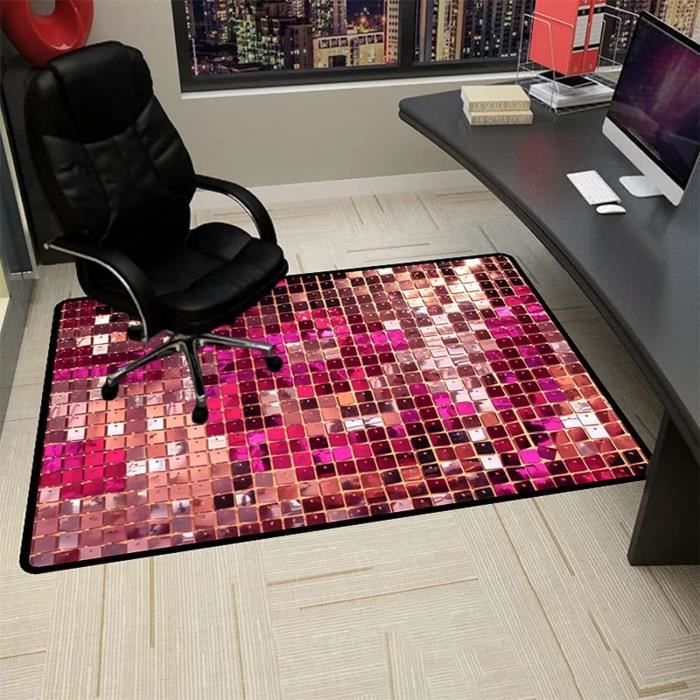 Highdi Tapis Chaise Bureau Gaming Antidérapant 100x120cm Rose - Protection Sol Parfait