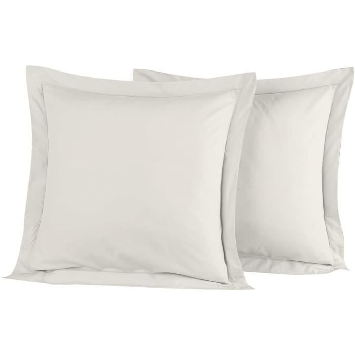 Protège Oreiller Charlotte En Percale De Coton 50x70cm Blanc - Fermeture, Anti-Acariens Et Transpiration