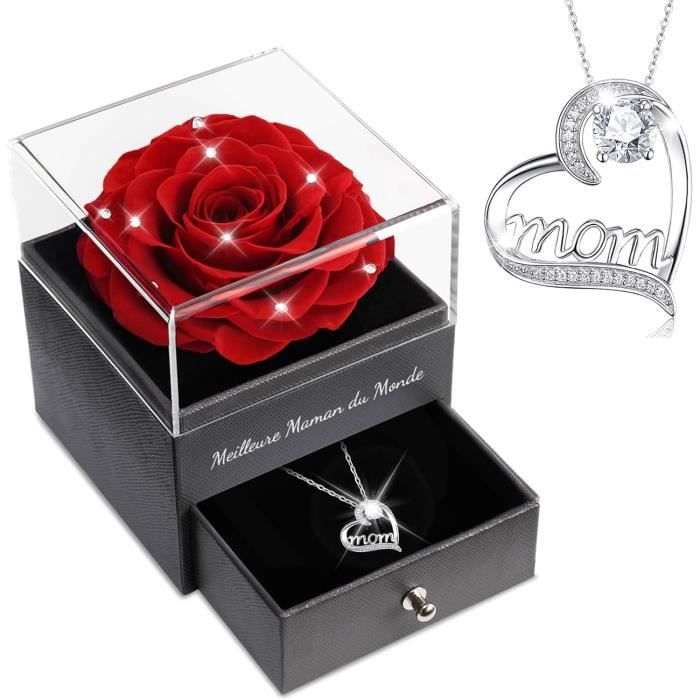 Rose Éternelle Avec Bijoux - Sphère Rotative Avec Collier Et Boucles D'Oreilles - Cadeau Romantique Pour Elle